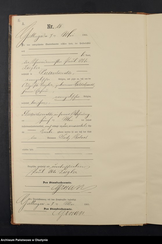 Obraz 17 z jednostki "Geburts-Neben-Register Nr 1 - 43"