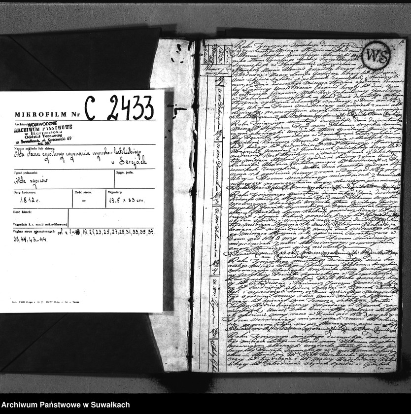 image.from.unit.number "Akta umarłych gminy sereyskiey od 1-go stycznia 1812 aż do ostatniego grudnia"