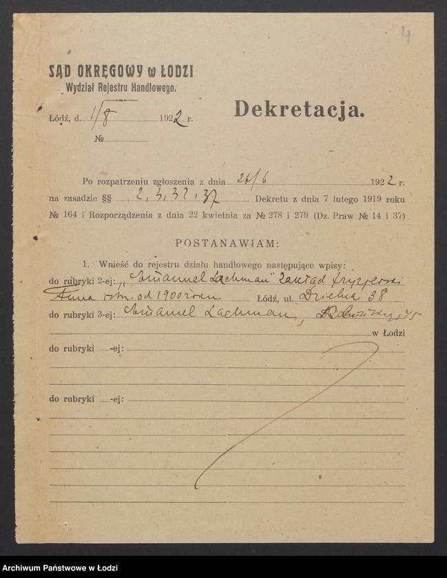 Obraz 6 z jednostki "Emanuel Lachman – zakład fryzjerski"