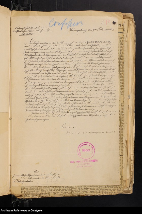 image.from.unit.number "Katholicismus und Polonismus / Nachrichten, Anweisungen, Berichte, 4 Exemplare der "Königsberger Hartungsche Zeitung" von 1896 Jahr und 1 Exemplar der "Osteroder Zeitung" von 1901"