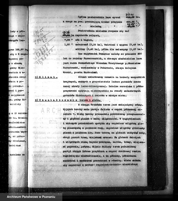 image.from.unit.number "Plan urządzenia gospodarstwa leśnego dla lasu majętności Pożarowo powiat szamotulski 1932-1942"