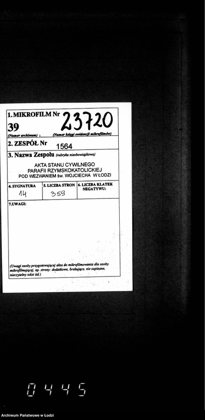 Obraz 2 z jednostki "Akta urodzeń, małżeństw i zgonów"