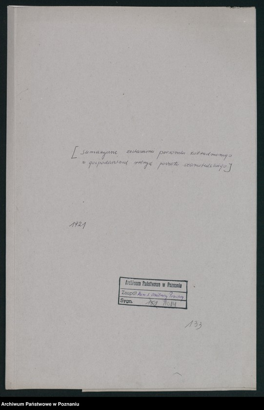 Obraz 2 z jednostki "[Sumaryczne zestawienie personelu zatrudnionego w gospodarstwach rolnych powiatu szamotulskiego]"