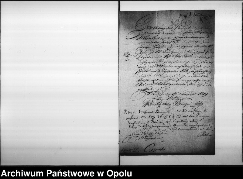 Obraz 5 z jednostki "Acta specialia die Beschwerde des Riemermittels zu Neisse entgegen den hiesigen Riemermeister Joseph Heumann wegen verweigerter Bezahlung der Mittels-Beiträge betreffend Vol: I de anno 1819"