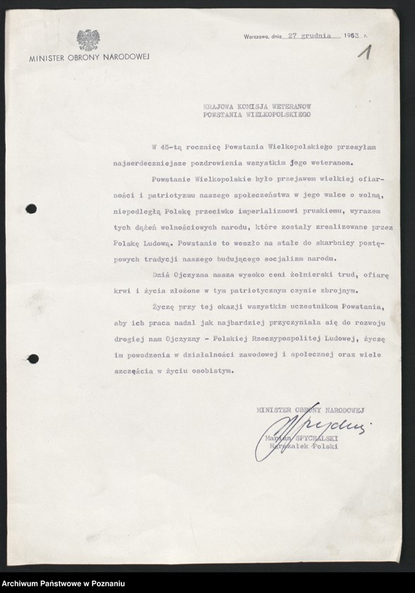 Obraz 9 z jednostki "Obchody uroczyste rocznic powstania wielkopolskiego organizowane przez Krajową Komisję Weteranów Powstania Wielkopolskiego."