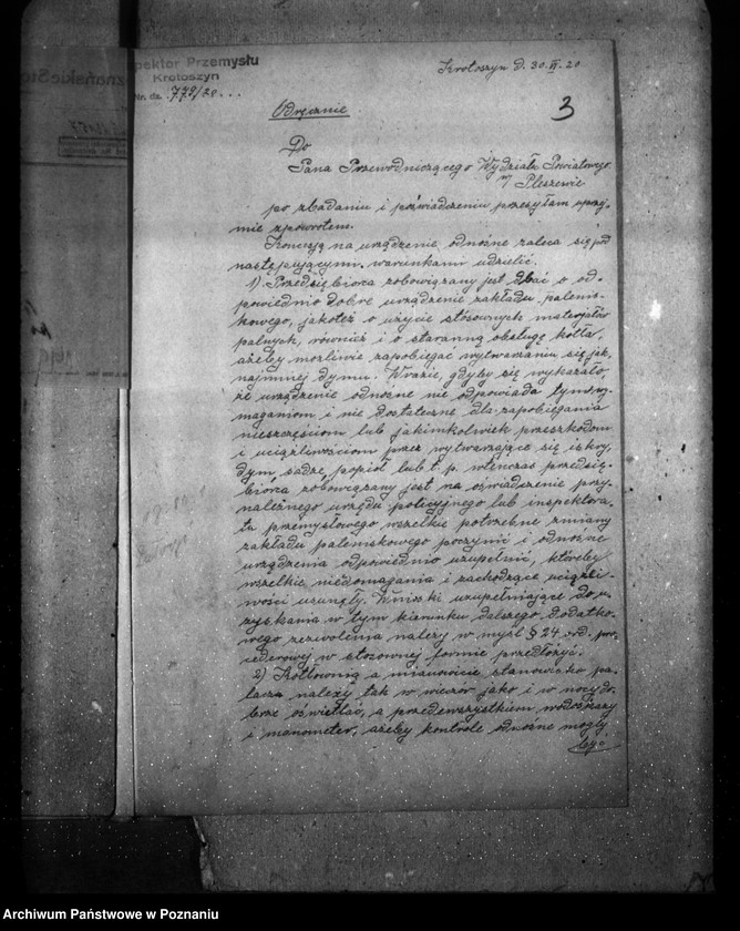 Obraz 7 z jednostki "Udzielenie koncesji na uruchomienie kotła parowego Pleszewskiej Wytłoczni Oleju"