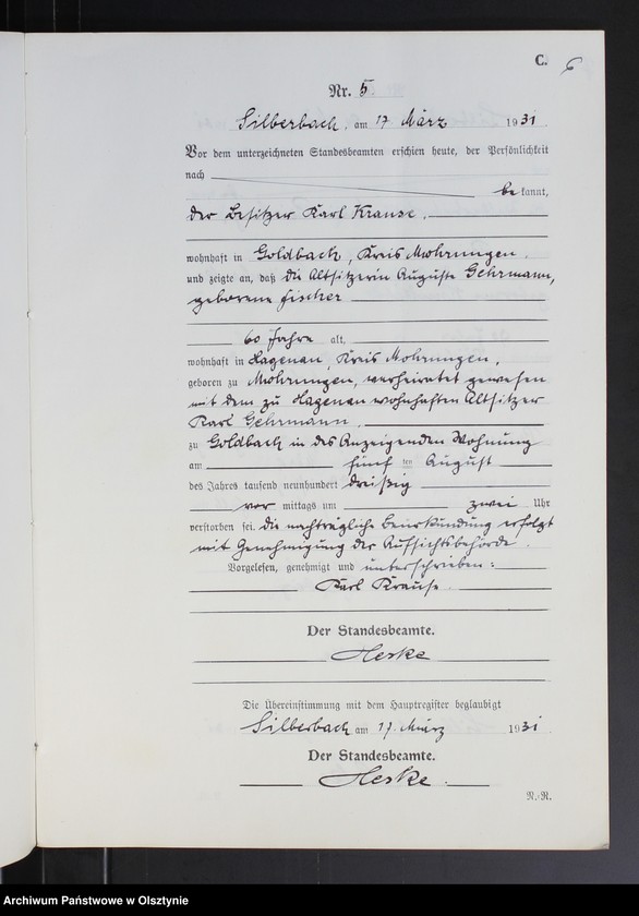 image.from.unit.number "Sterbe-Neben-Register Nr 1 - 26"