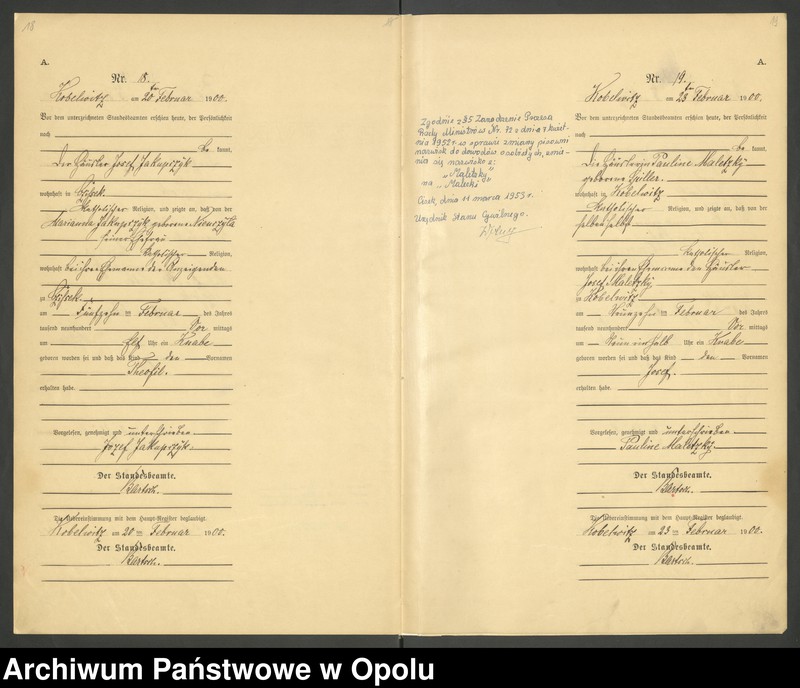 image.from.unit.number "Urząd Stanu Cywilnego Kobylice Księga urodzeń rok 1900"