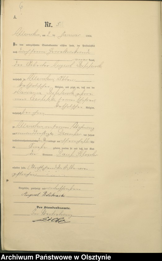 image.from.unit.number "Geburts-Haupt-Register Tom I, Nr 1 - 398"