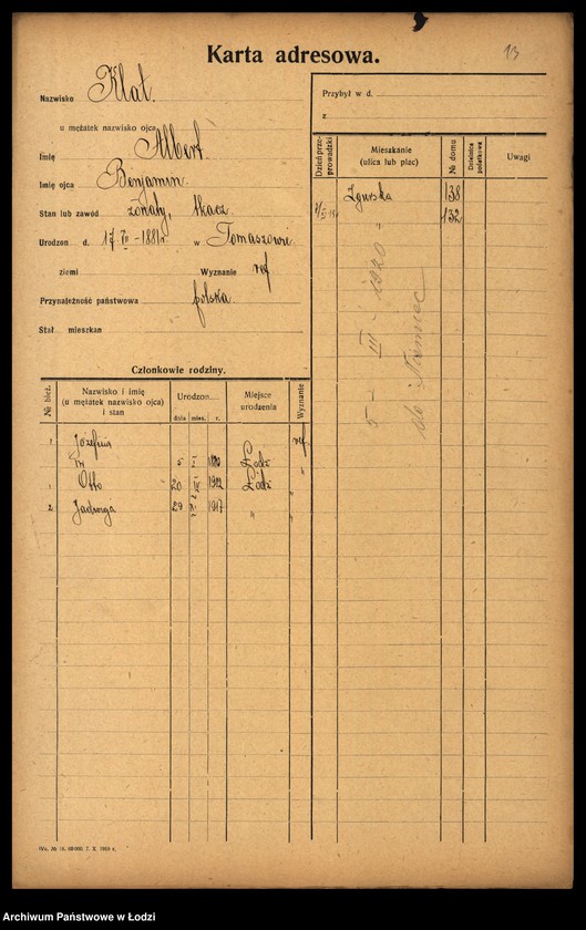 Obraz 15 z jednostki "[Spis ludności Łodzi] Klarowski - Klekotek"