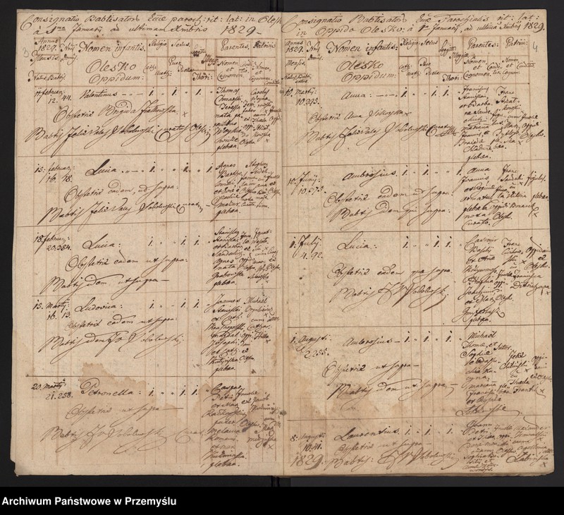 image.from.unit.number "[Odpisy ksiąg urodzeń, małżeństw, zgonów parafii rzymskokatolickiej Olesko z 1829 roku]"