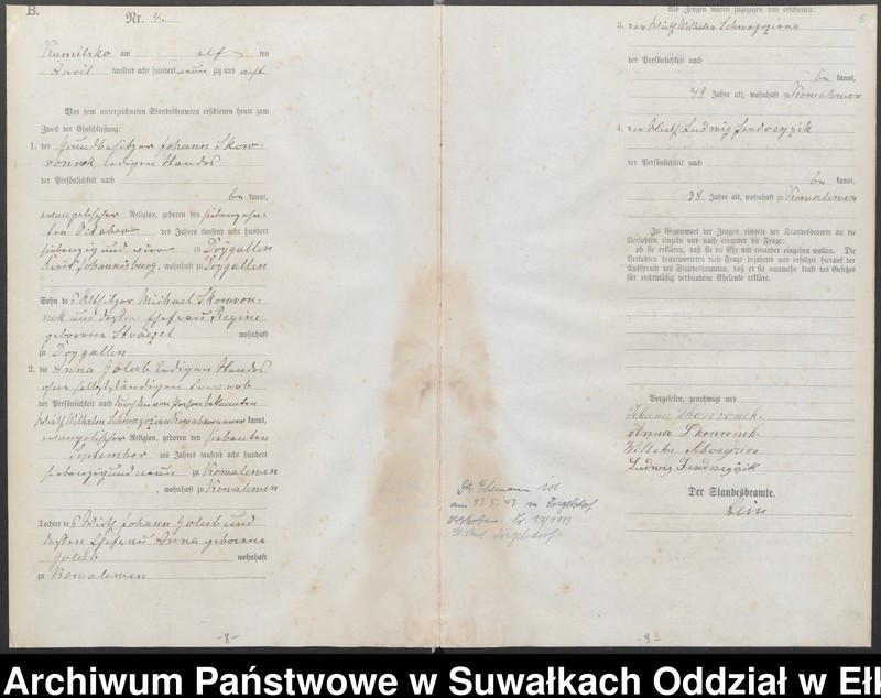 image.from.unit.number "Heiraths-Haupt-Register des Königlichen Preussischen Standes-Amtes Kumilsko Kreis Johannisburg"