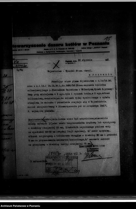 Obraz 19 z jednostki "Warsztat wulkanizacyjny St. Rajewicza w Wolsztynie nr woj. kotła 6504"