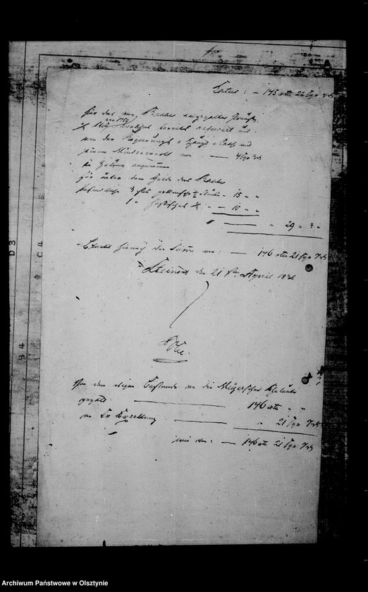 image.from.unit.number "/Abrechnungen des Gfen Lehndorff mit Eugen Dönhoff, dem Verwalter Kurella, Gutspächter Werner in Stawisken u. a., bei Pachtübergaben von Stawken, Kl. Steinort, Taberlack, Stobben u. Pristanien u. das Inventarium v. Kittlitz/"