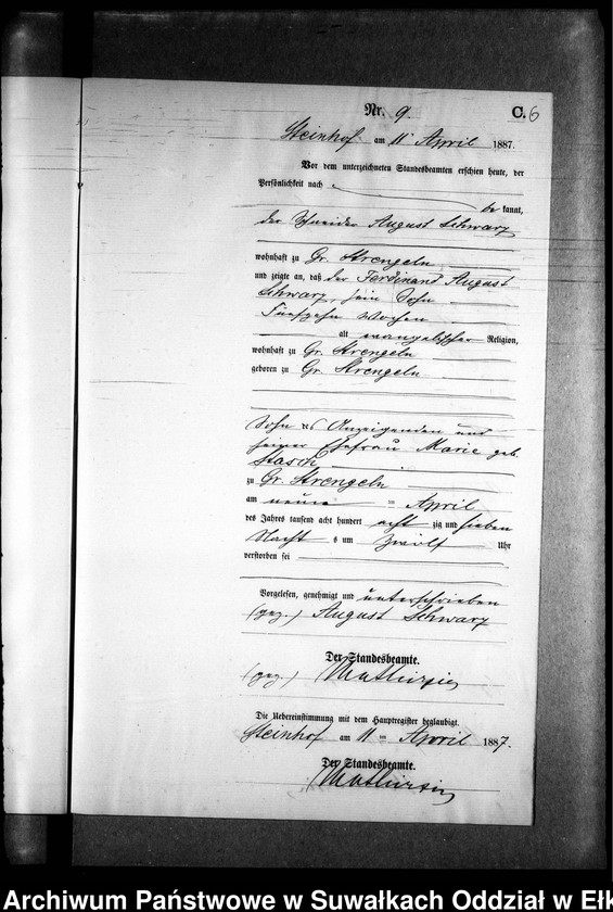 image.from.unit.number "Sterbe-Neben-Register des Preussischen Standes-Amtes Gr. Strengeln Kreis Angerburg"