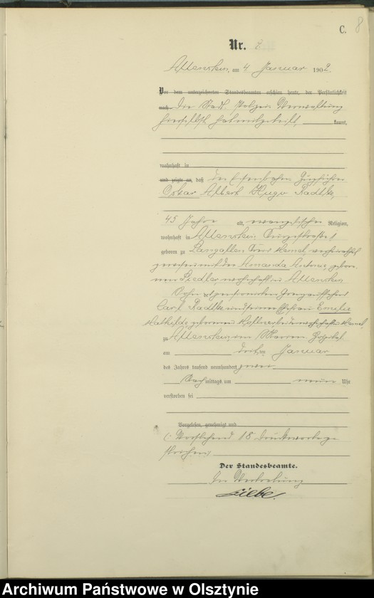 image.from.unit.number "Sterbe-Haupt-Register Tom I,Nr 1 - 394"