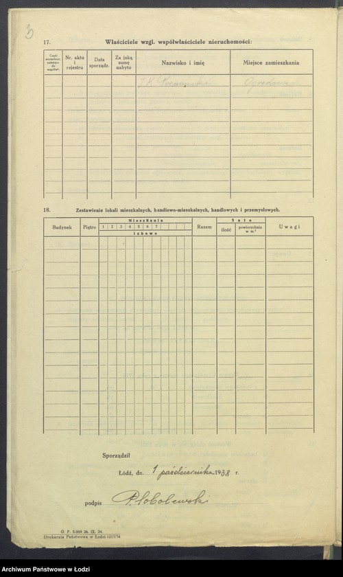 Obraz 5 z jednostki "Księga inwentarzowa nieruchomości m. Łodzi ul. Leśna"