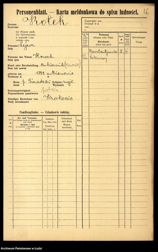Obraz 18 z jednostki "[Spis ludności Łodzi] Kotek - Kowalczuk"
