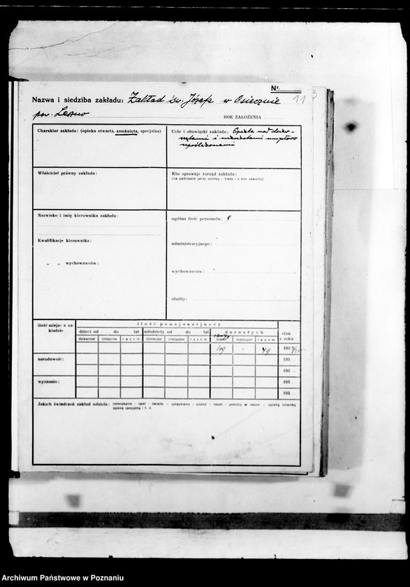 Obraz 15 z jednostki "/Zakłady opiekuńcze, kartoteka/"