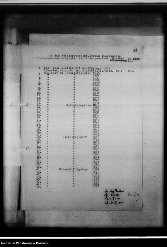 Obraz 20 z jednostki "Register der Juden, Dissidenten und Kirchenbuchduplikate [powiaty: śremski, średzki i wolsztyński]"