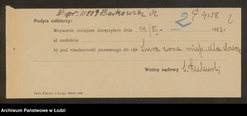 Obraz 4 z jednostki "Szulim Berkowicz – sprzedaż drożdzy"