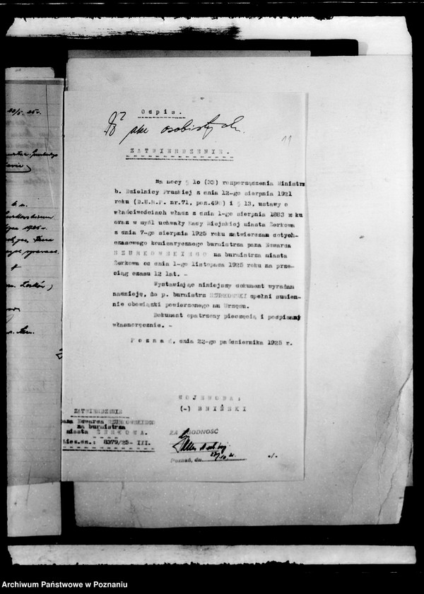 Obraz 15 z jednostki "Stosunki osobiste Edwarda Szurkowskiego burmistrza miasta Żerkowa"