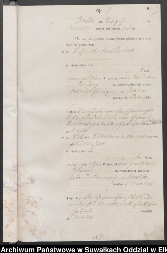 image.from.unit.number "Heiraths-Haupt-Register des Königlich Preussischen Standes-Amtes Bialla Kreis Johannisburg"