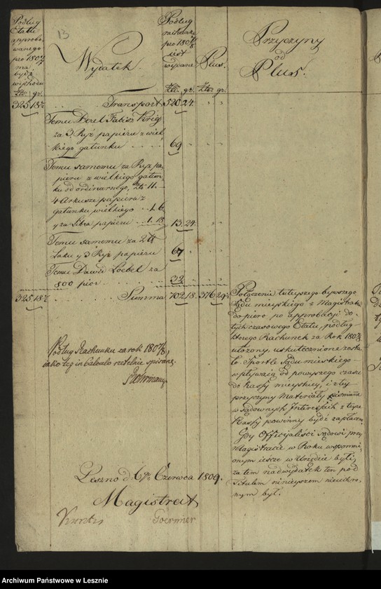 Obraz 15 z jednostki "[Rezygnacja większych wydatków przy kasie miejskiej w Lesznie]"