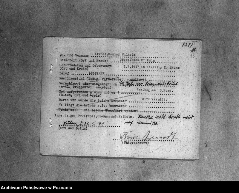 Obraz 17 z jednostki "Amtliche Meldungen Kreis Kulm (Cełmno oraz powiat toruński)"