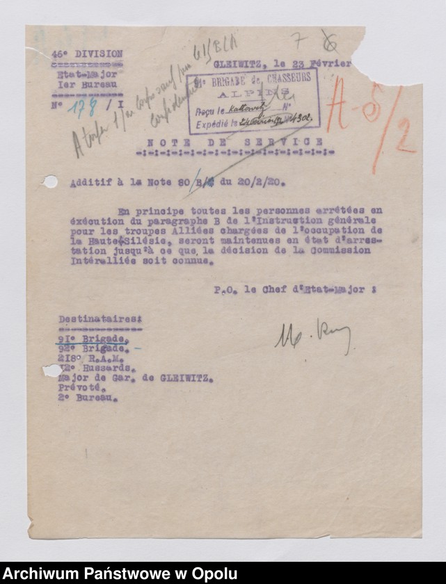 Obraz 9 z jednostki "/Korespondencja i sprawozdania, instrukcje w sprawach zapewnienia bezpieczeństwa i porządku publicznego, zakazy kolportażu prasy niemieckiej/ 4.02.1920 - 23.04.1922"