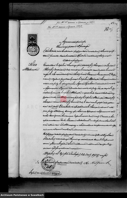 image.from.unit.number "Dokumenty k aktam brakosočetavšichsja Serejskago Rim.-kat. prichoda za 1907 god"