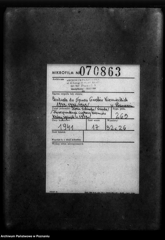 Obraz 2 z jednostki "Kreis Schroda (Środa).Korespondencja i wykazy Niemców, którzy zginęli w 1939 roku"