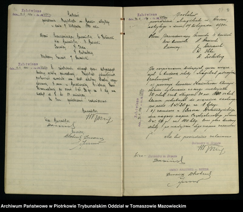 image.from.unit.number "Księga protokołów posiedzeń Magistratu [miasta] Brzezin w sprawie budowy szkoły powsz[echnej]"