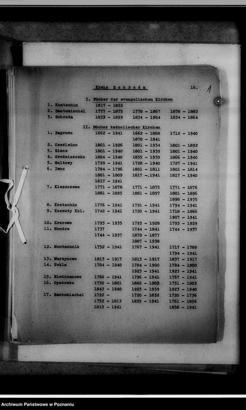 Obraz 5 z jednostki "[Wykaz ksiąg kościelnych wyznania katolickiego i ewangelickiego z powiatu średzkiego]"