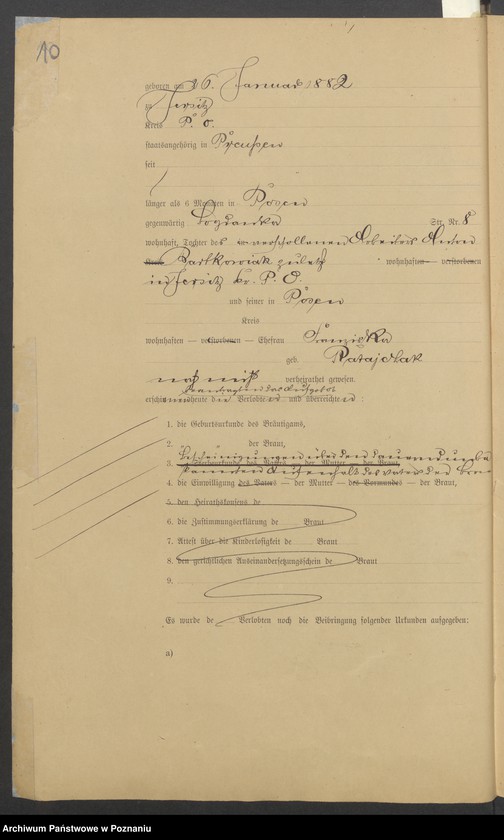 Obraz 12 z jednostki "Die von den Verlobten beigebrachten Urkunden zur Eheschliessung pro 1901. Vol XV"