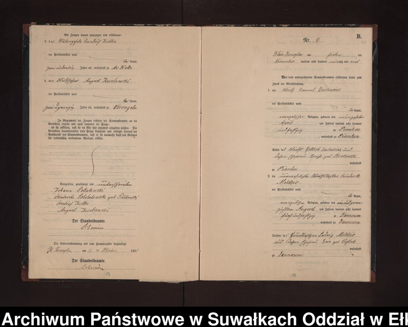 Obraz 13 z jednostki "Heiraths-Neben-Register des Preussischen Standes-Amtes Gr. Konopken Kreis Loetzen"