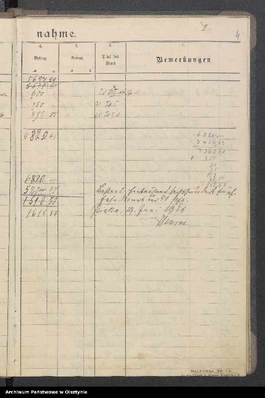 image.from.unit.number "Tagebuch der Kirchen Kasse zu Bialla"