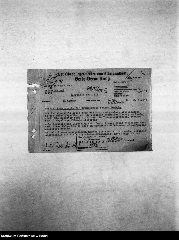 Obraz 8 z jednostki "Textil-Fabrikations-Abteilung [Produkcja i zapotrzebowanie materiałów dla resortu pracy]"