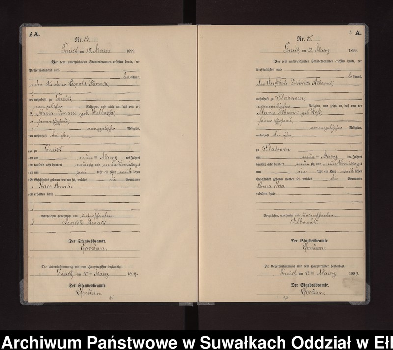 image.from.unit.number "Geburts-Neben-Register des Königlichen Preussischen Standes-Amtes Gneist Kreis Lötzen"