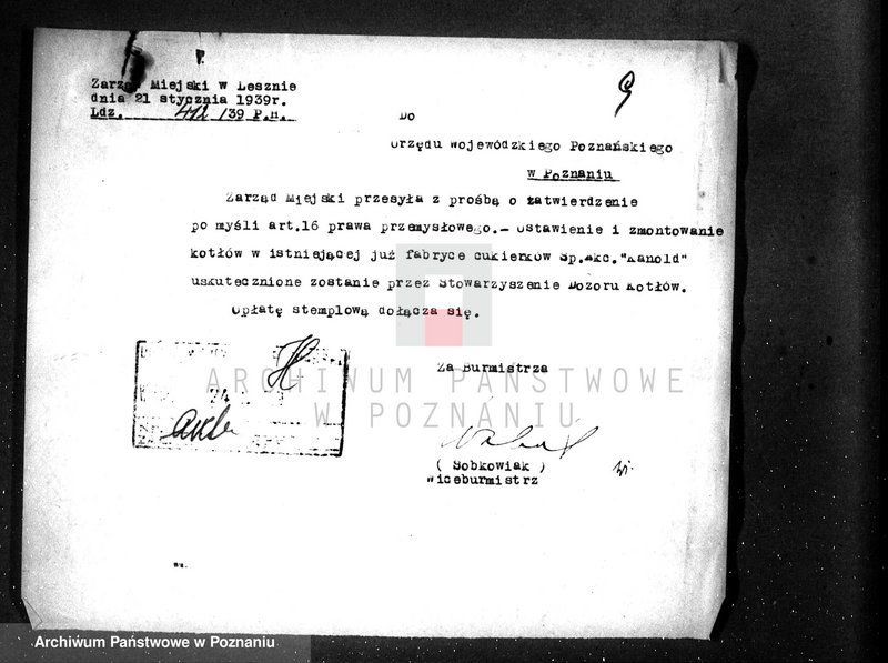 Obraz 13 z jednostki "Zatwierdzenie zakładu przemysłowego /fabryki cukierków "Kanold" w Lesznie"