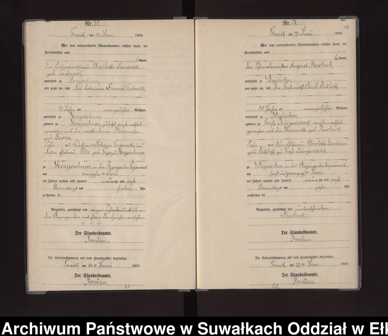 image.from.unit.number "Sterbe-Neben-Register des Königlichen Preussischen Standes-Amtes Gneist Kreis Lötzen"