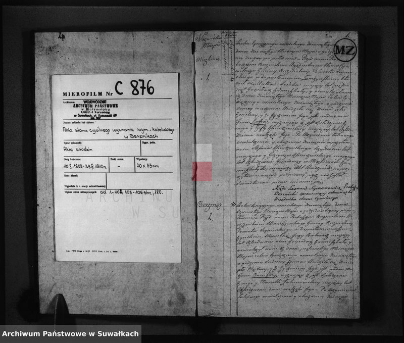 image.from.unit.number "Akta Urodzonych w Gminiej Berznickiey od 10-go Maja 1809 R-u"