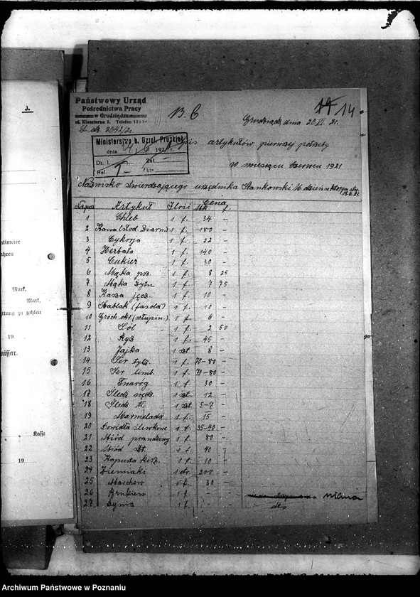 Obraz 18 z jednostki "Ochrona Pracy [wykaz cen artykułów pierwszej potrzeby z terenu Pomorza]"