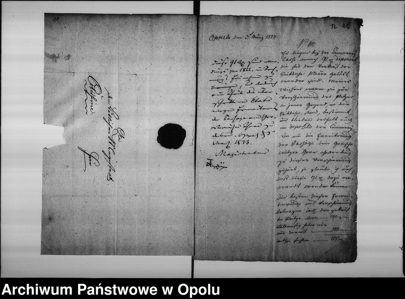 Obraz 13 z jednostki "Acta des Magistrats zu Oppeln betreffend den Verkauf der Mauern von der Abgebrandten Reitbahn, Planirung des Platzes und Instandsetzung der dortigen Stadtmauer Vol. I 1817-1823"