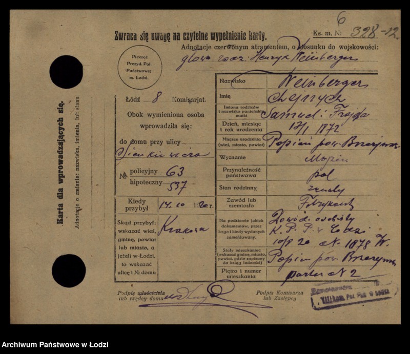 Obraz 8 z jednostki "[Spis ludności Łodzi] Wajnberger - Wajnger"