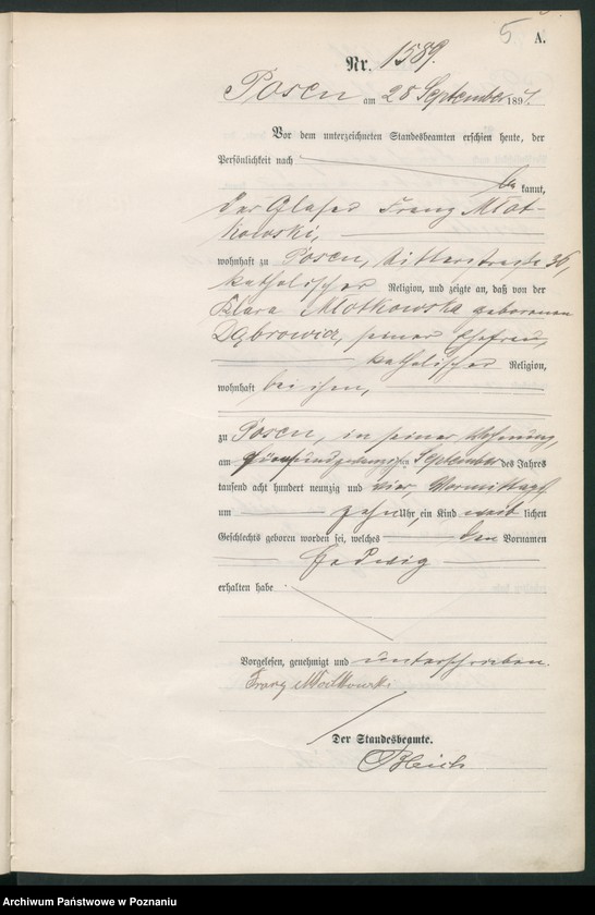 Obraz 8 z jednostki "Księga urodzeń t. V"