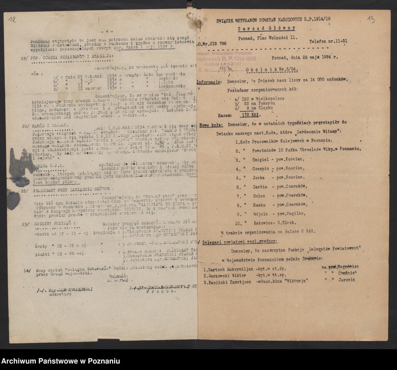 Obraz 10 z jednostki "Okólniki Zarządu Głównego Związku Weteranów Powstań Narodowych Rzeczypospolitej Polski."