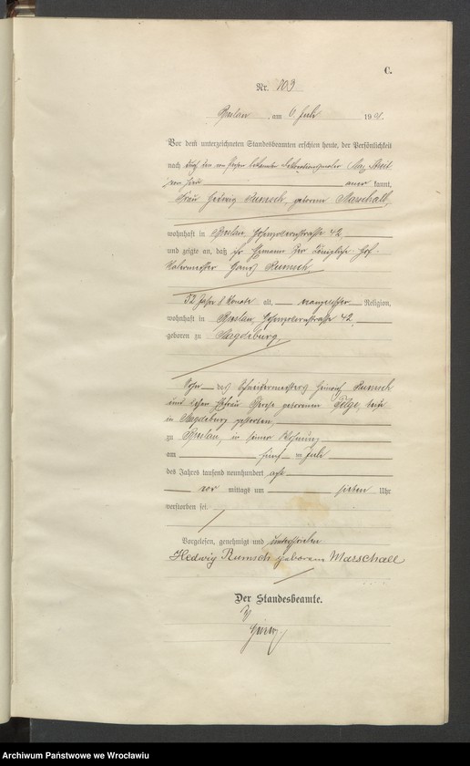 image.from.unit.number "Sterbe-Haupt-Register Breslau IV 1908 Band 3"