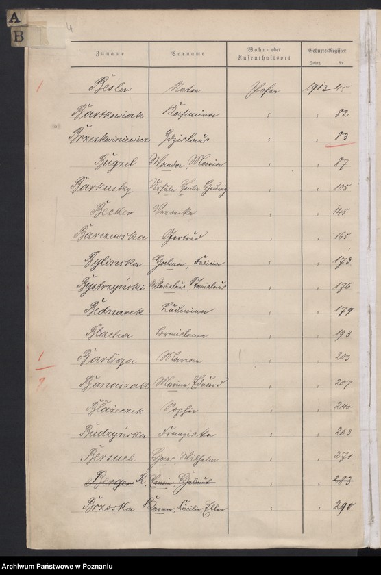 Obraz 6 z jednostki "Spis alfabetyczny urodzeń za 1913"