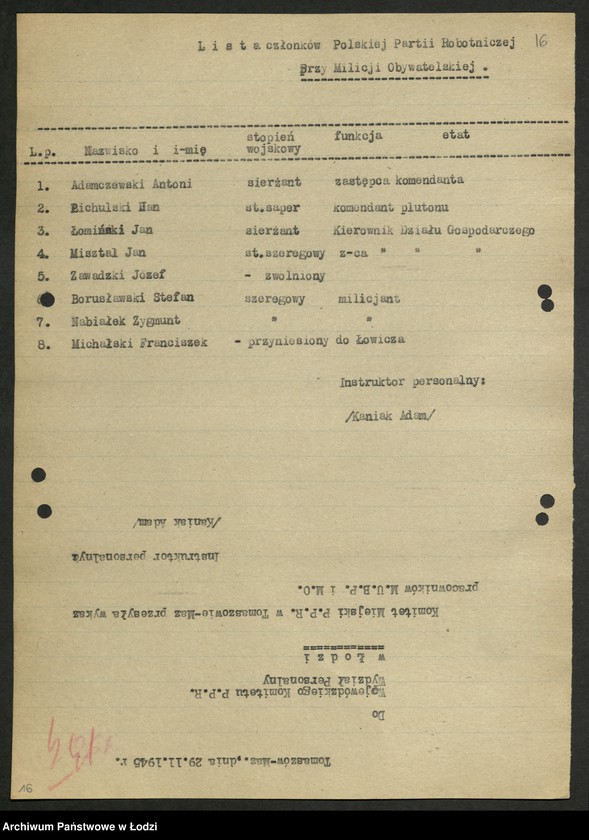 Obraz 17 z jednostki "Ankiety sprawozdawcze instruktora Komitetu Miejskiego Tomaszów Mazowiecki [z załącznikami]"